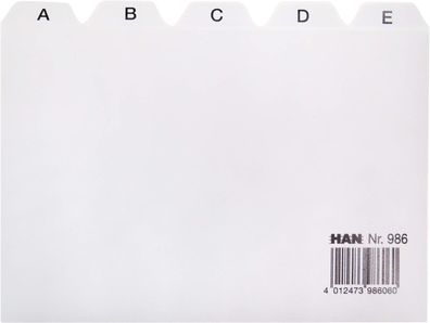 HAN Leitkarte DIN A6, Karteiregister, Leitregister Register A - Z, für Karteibox Kart