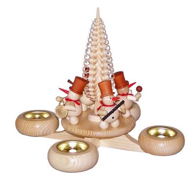 Weihnachtsdekoration Adventsleuchter mit Schneemänner natur 22,5x22,5x22,5cm