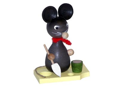 Ganzjahresdekoration Maus auf Käse mit Schaufel und Eimer Höhe 7cm NEU Figur