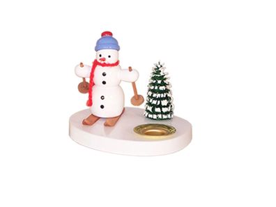 Tischdekoration Kerzenhalter Schneemann auf Ski Höhe 8 cm NEU Tischdekoration