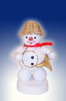 Weihnachtsdekoration Schneemann mit Waldhorn Höhe 8cm NEU Schnee Eismann