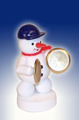 Weihnachtsdekoration Schneemann mit Trommel Höhe 8cm NEU Schnee Eismann Winter