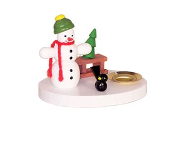 Tischdekoration Kerzenhalter Schneemann mit Schlitten Höhe 8 cm NEU Tischdeko