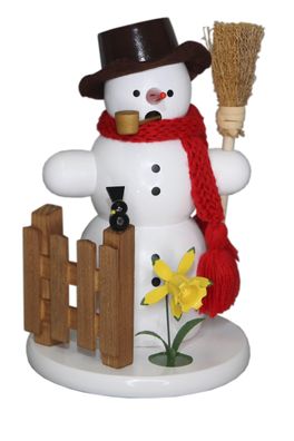Räuchermann Schneemann mit Hut und Gartenzaun BxHxt 10,5x15x10,5cm NEU