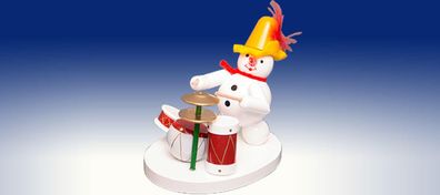 Weihnachtsdekoration Schneemann am Schlagzeug Höhe 8cm NEU Schnee Eismann Winter