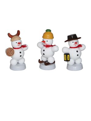 Weihnachtsdekoration Schneemanntrio III bunt Höhe 6cm NEU Schnee Eismann