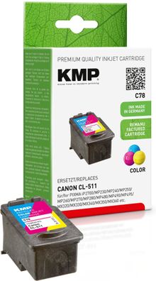 KMP C78 farbig Tintenpatrone ersetzt Canon CL-511 (2972B001)