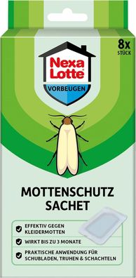 Nexa Lotte Mottenschutz Sachets 8 Stück mit Geraniol Langzeitwirkung