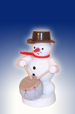 Weihnachtsdekoration Schneemann mit Trommel Höhe 8cm NEU Schnee Eismann Winter