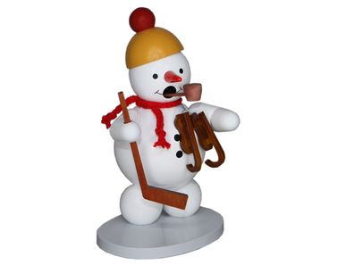Räuchermann Schneemann mit Schlittschuhe und Schläger Höhe 13cm NEU Räuchermann