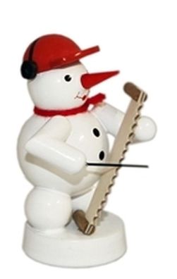 Weihnachtsdekoration Schneemann mit singender Säge Höhe 8cm NEU Schnee Eismann