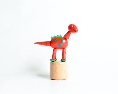 Holzspielzeug Wackelfigur Dinosaurier rot Höhe=9cm Wackelfigur Dinosaurier rot