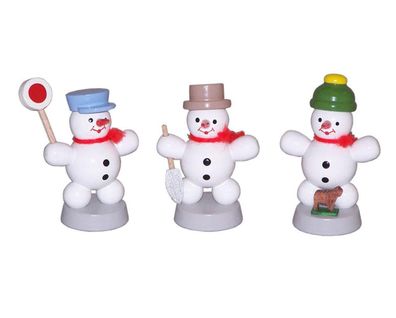 Weihnachtsdekoration Schneemanntrio II bunt Höhe 6cm NEU Schnee Eismann