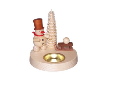Tischdekoration Kerzenhalter Schneemann mit Schlitten BxHxT 10x10,5x10cm NEU
