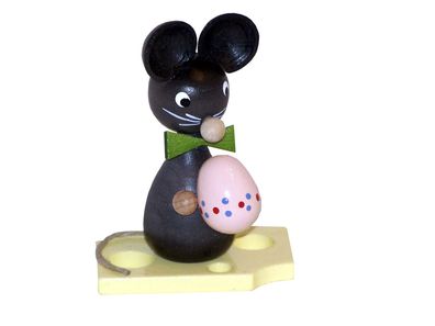 Ganzjahresdekoration Maus auf Käse mit Osterei Höhe 7cm NEU Figur Ostern Osterei
