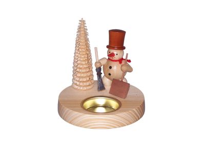 Tischdekoration Kerzenhalter Schneemann mit Schippe u. Besen BxHxT 10x10,5x10cm