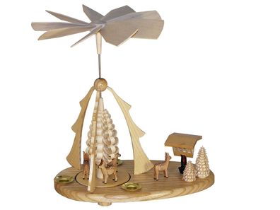 Tischpyramide Rehe mit Futterkrippe BxHxt 22,5x24x14cm NEU Tischdekoration