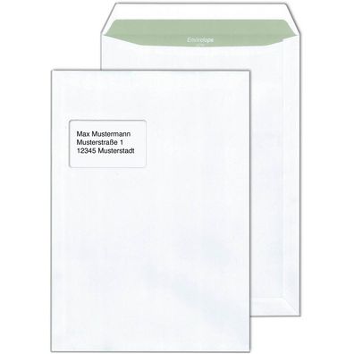 MAILmedia Versandtaschen Envirelope® DIN C4 mit Fenster recycling-hochweiß 250 St