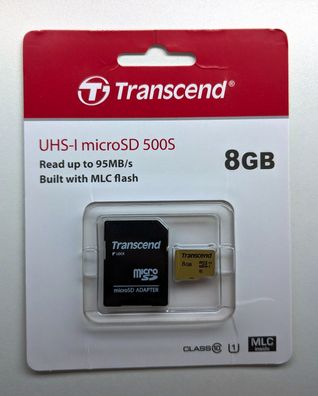 NEU: 8 GB Transcend 500S microSDHC Class 10 MLC micro SDHC SD 8GB microSD TS8GUSD500S
