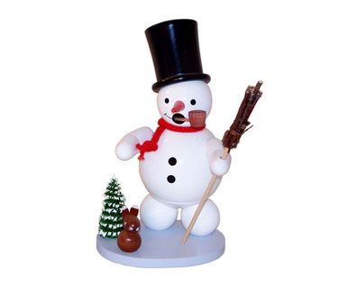 Räuchermann Schneemann mit Zylinder Hase und Besen Höhe 13cm NEU Räuchermann