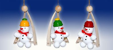 Baumbehang Schneemann in der Schaukel Höhe 8cm NEU Christbaum Christbaumschmuck
