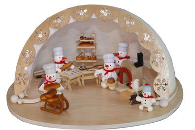 Lichterbogen Iglu mit LED Beleuchtung und Bäckerschneemänner BxH 32x31xcm NEU