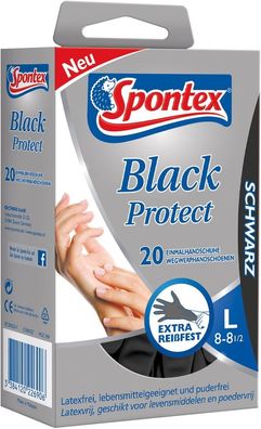 Spontex Black Protect, 20 Einmalhandschuhe aus Nitril, besonders reißfest und strapaz