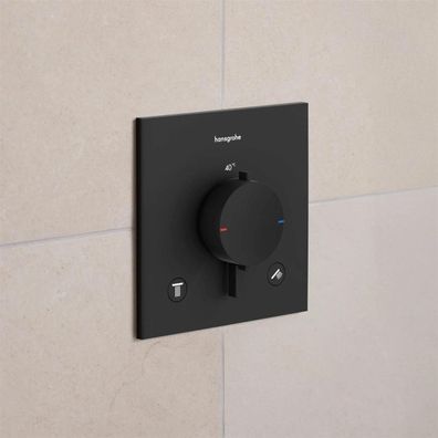 hansgrohe Ecostat Comfort E Thermostat Unterputz für 2 Verbraucher, Mattschwarz