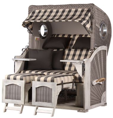 Strandkorbset - bene living - Ammersee 2-Sitzer Mahagoni washed grey - PE Koboo