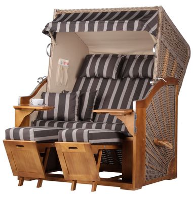 Strandkorb Komplettset - bene living - Schleswig Pinie - PE mokka - Modell 554