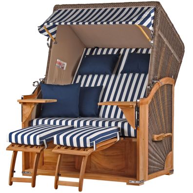 Strandkorbset - bene living - Schaalsee 2-Sitzer Teak - PE grau - Modell 518