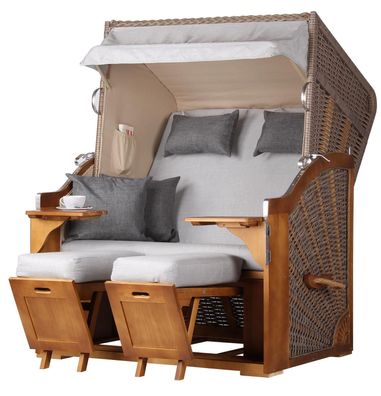 Strandkorb Komplettset - bene living - Schleswig Pinie - PE mokka - Modell 559