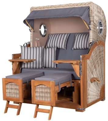 Strandkorbset - bene living - Ammersee 2-Sitzer Teak - PE shell - Modell 544