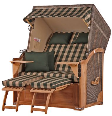 Strandkorbset - bene living - Schaalsee 2-Sitzer Teak - PE grau - Modell 506