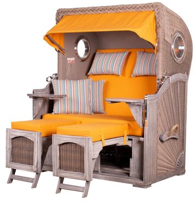 Strandkorbset - bene living - Ammersee 2-Sitzer Mahagoni washed grey - PE Koboo