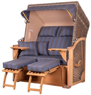 Strandkorbset - bene living - Schaalsee 2-Sitzer Teak - PE grau - Modell 582