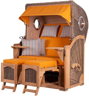 Strandkorbset - bene living - Ammersee 2-Sitzer Teak - PE grau - Modell 586