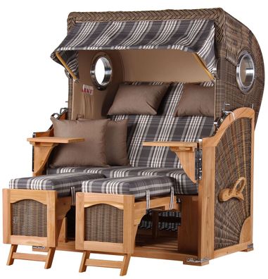 Strandkorbset - bene living - Ammersee 2-Sitzer Teak - PE grau - Modell 522