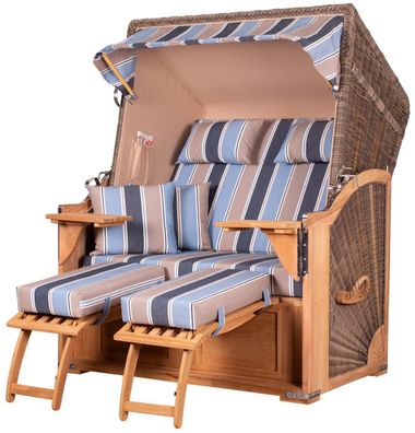 Strandkorbset - bene living - Schaalsee 2-Sitzer Teak - PE grau - Modell 580