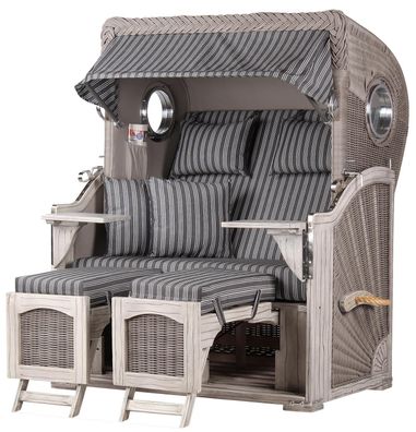Strandkorbset - bene living - Ammersee 2-Sitzer Mahagoni washed grey - PE Koboo