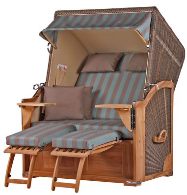 Strandkorbset - bene living - Schaalsee 2-Sitzer Teak - PE grau - Modell 520