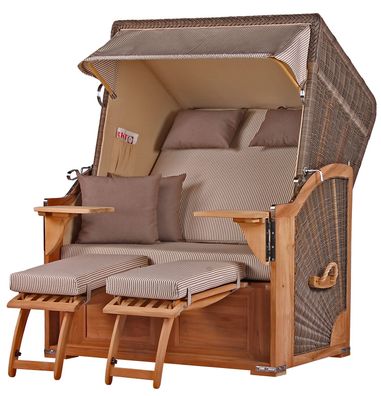 Strandkorbset - bene living - Schaalsee 2-Sitzer Teak - PE grau - Modell 510