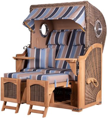Strandkorbset - bene living - Ammersee 2-Sitzer Teak - PE grau - Modell 580