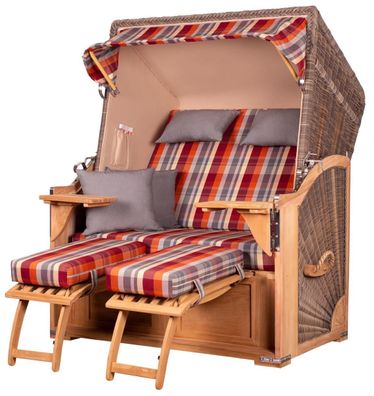 Strandkorbset - bene living - Schaalsee 2-Sitzer Teak - PE grau - Modell 584