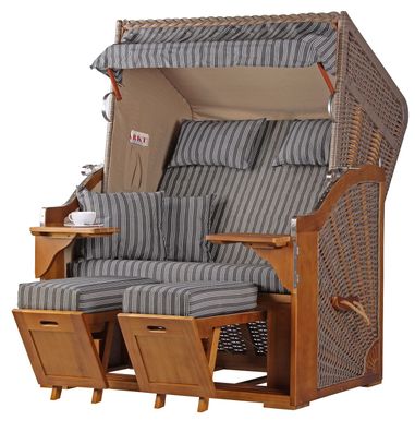 Strandkorb Komplettset - bene living - Schleswig Pinie - PE mokka - Modell 553