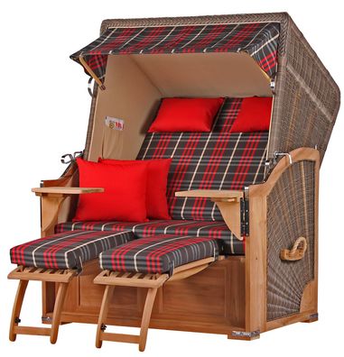 Strandkorbset - bene living - Schaalsee 2-Sitzer Teak - PE grau - Modell 529