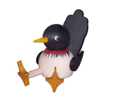 Ganzjahresdekoration Elster sitzend bunt Höhe 7cm NEU Figur Frühling Seiffen