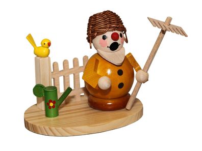 Räuchermann Gärtner mit Rechen BxHxt 9,5x9,5x7cm NEU Rauchmann Räucherfigur