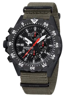 KHS Herrenuhr Chronograph Shooter MKII mit Natoband Oliv SH2CF. NSGO
