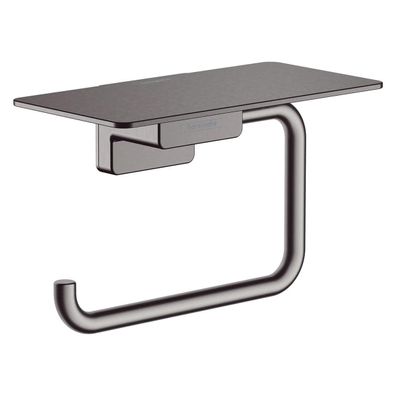 hansgrohe AddStoris Q Toilettenpapierhalter mit Ablage, Brushed Black Chrome